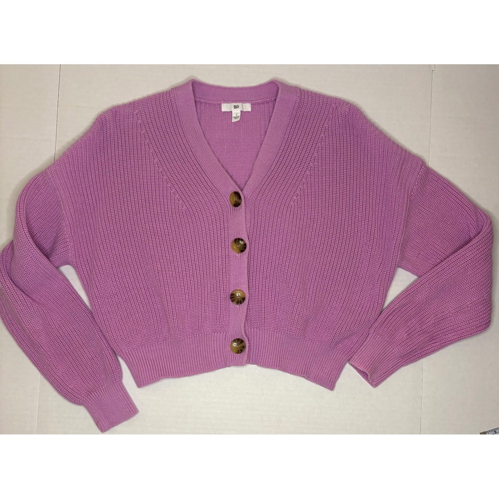 BP. Nordstrom Ribbed Knit Cropped Cardigan Sweater Lilac Coquette Fairy